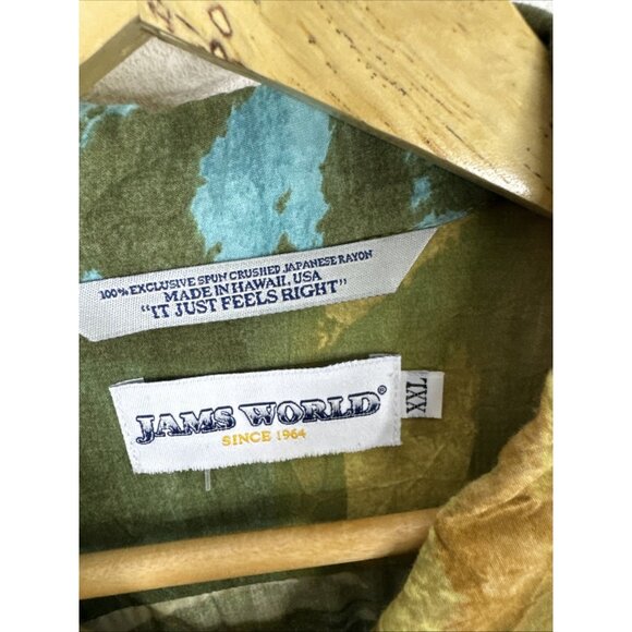 Vintage Jams World XXL Crushed Rayon Hawaiian Aloha Shirt Abstract Tie Dye USA - Picture 3 of 4